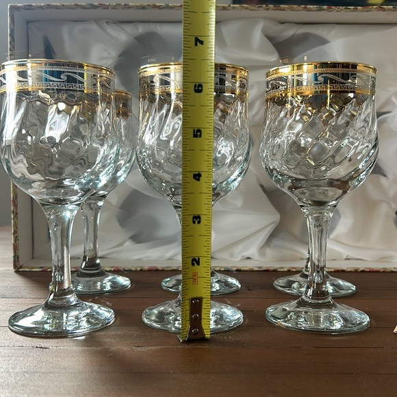 Cristalleria F.LLi Fumo Gold Trim Wine Glasses - Set of 6 in Box - Picture 12 of 17